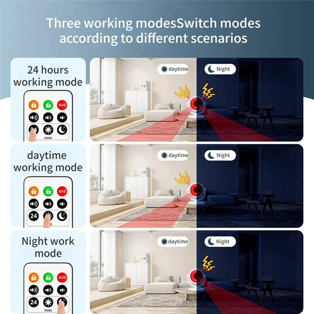 Indoor Sound And Light Infrared Alarm Human Body Induction Detector Anti-Theft Alarm Welcome Infrared Detector Remote-A74Z 3