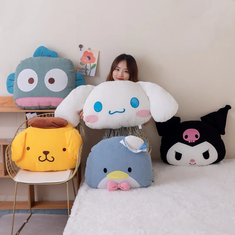 Sanrio Tuxedosam Kuromi Plush Pillow Cute Hangyodon Cartoon Stuffed Anime Plush Sofa Cushion Car Headrest Gifts For Girl 2