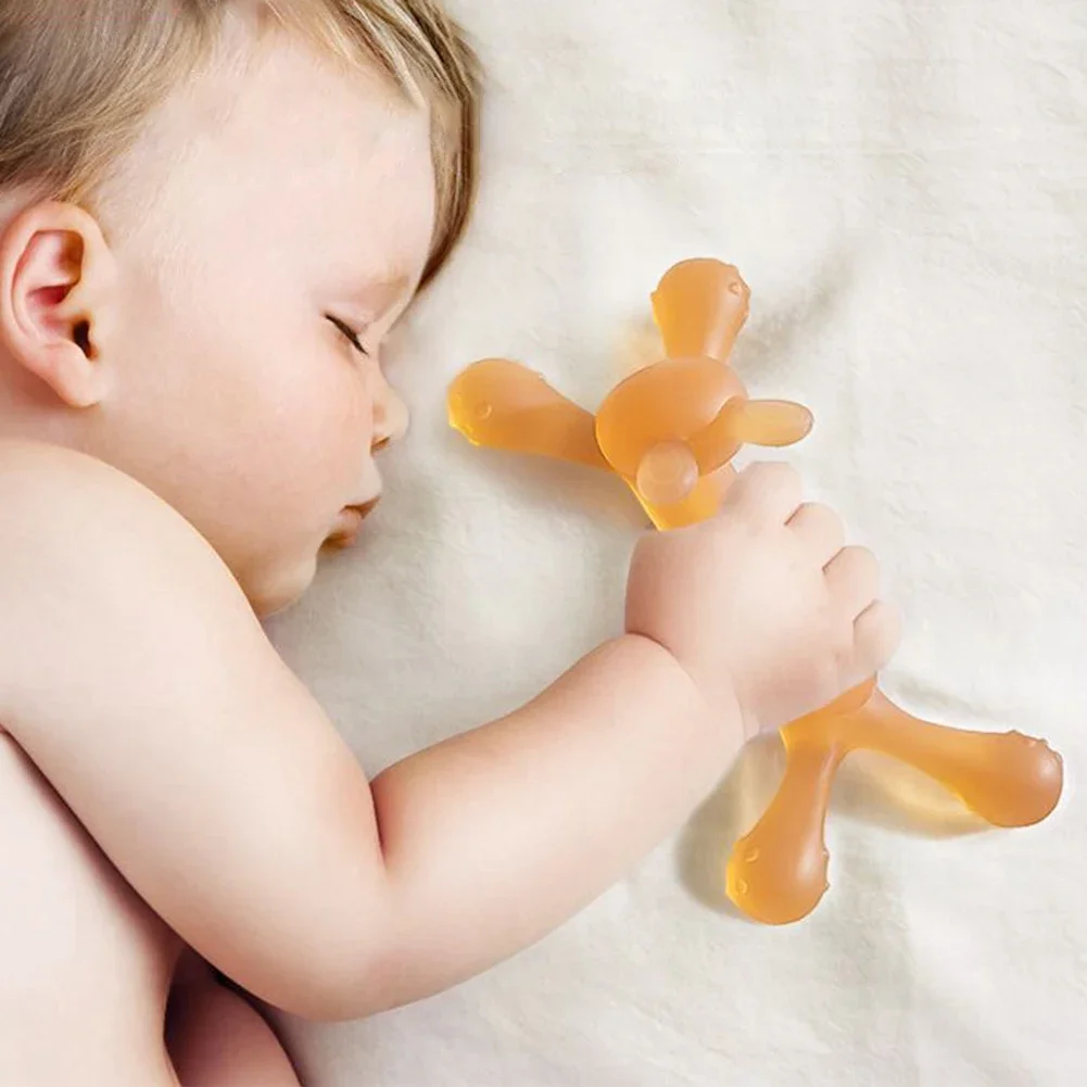 Baby Nursing Teething Toy Baby Teether Teething Pain-Relief Tool for Toddler Infant Newborn Rabbit Shape Silicone Teether Cares 6