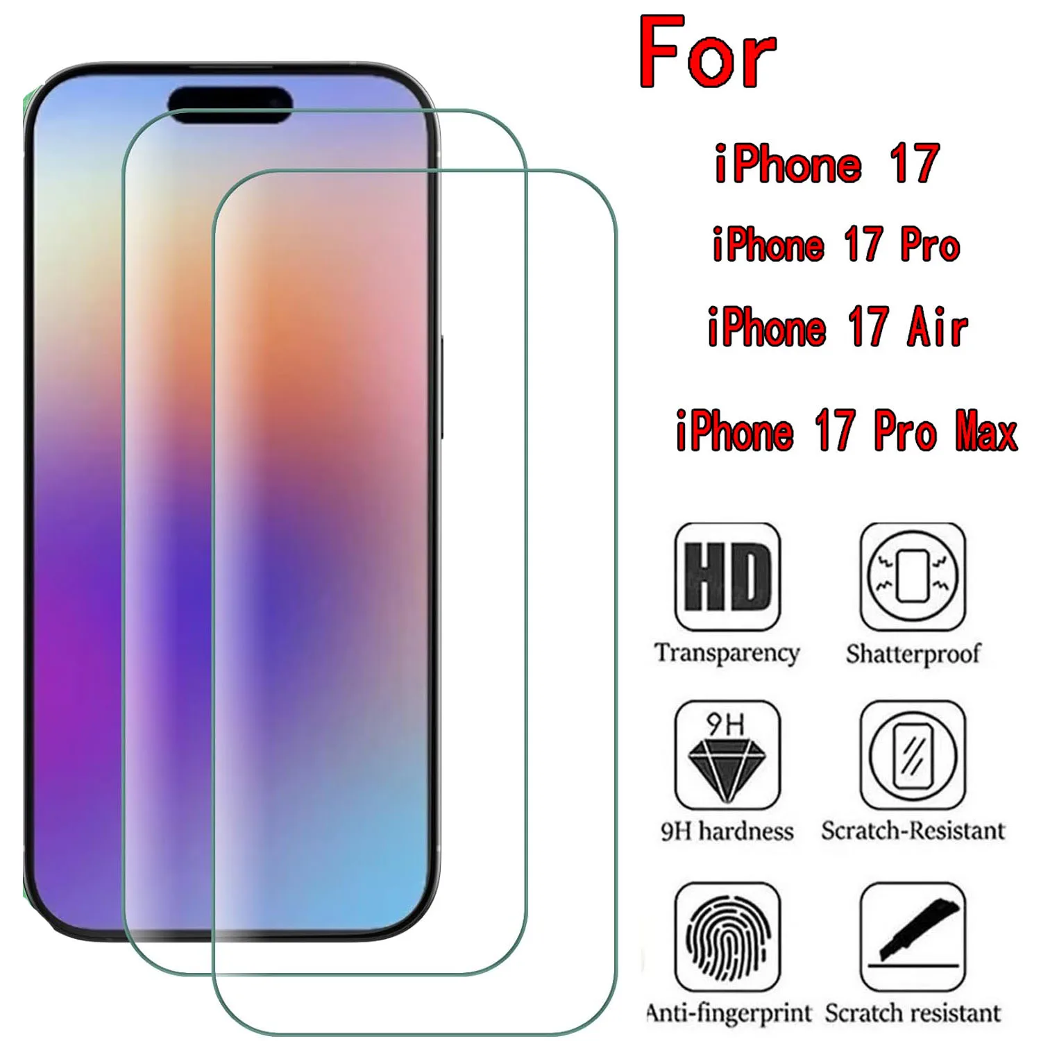 2/4 piezas de vidrio templado HD para iPhone 17 Air 17 Pro Max 17 protector de pantalla