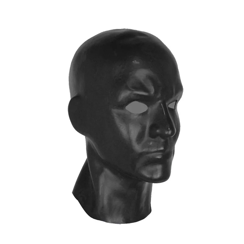 

0.6mm Handmade Latex Rubber Hood Enclosed Latex Mask 3D Face Headgear with Back Zip for Men Women