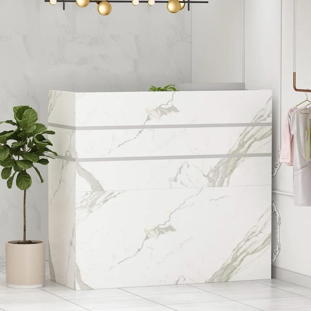 Reception Desk Counter 3 Drawers Storage Shelves Private Panels Salon