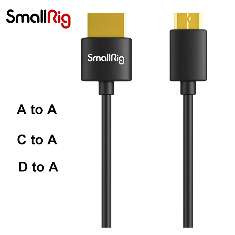 

SmallRig Ultra Slim High Speed 4K Micro/Mini HDMI to Full HDMI Cable C to A /D to A 35cm 55cm For Sony Nikon Canon