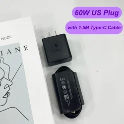 Original Samsung 60W USB - C Fast Charger with 5A Cable - Black 60W US 1.5M