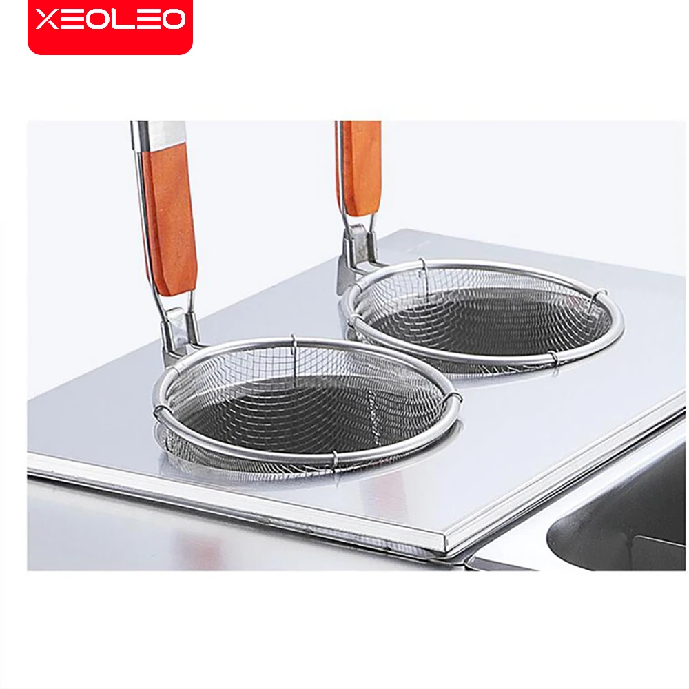 XEOLEO Oden Pot Noodle Cooker Two-in-one Combination Furnace Commercial Gas Pasta Boiled Food Soup Fryer for Kitchen Machine