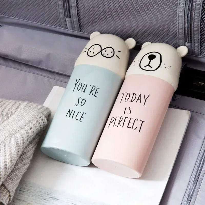 Toothbrush Case Cute Toothbrush Toothpaste Cups Portable Storage Boxes Brush Washing Tooth Gargle Case Children Bathroom Travel Organizer
