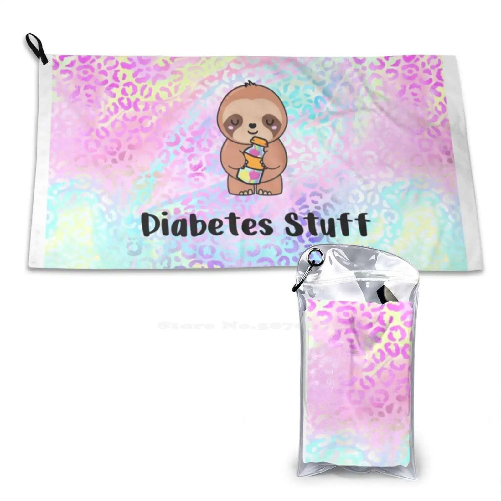 Bright Diabetes Stuff Kit Borse T1D Bradipo Freestyle Libre, Regalo Per Persone Con Stampa Diabete Asciugamano Morbido Per Il Viso Tipo 1