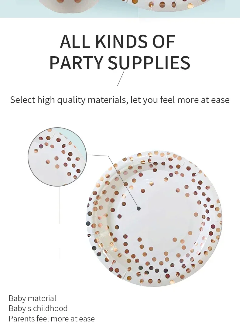 Description Picture 4 of itemRose Gold Disposable Tablecloth Plates for Weddings Table Cloth Knife Fork Spoon Paper Cup Outdoor Picnic Dinnerware Set