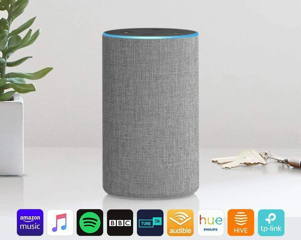 Smart Speaker 2nd Generation Sandstone Walnut Oak Silver Grey for Echo