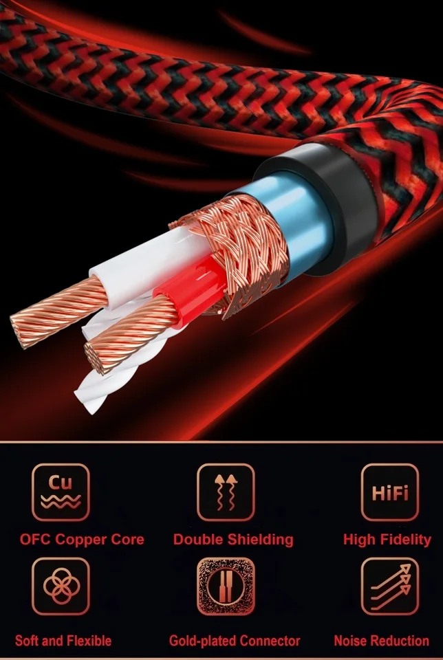 FosPower Cavo RCA (3m) 2x RCA maschio a 2x RCA maschio Stereo Audio Cavo per Home Theater, HDTV, Altoparlanti Stereo, Subwoofer premio Suono Qualità Cable