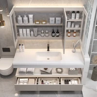 Bathroom Furniture Skin Sensor Bathroom Vanity Cabinet With Sink And Mirror Integrated Arc Washing Table Combination To Wash 2