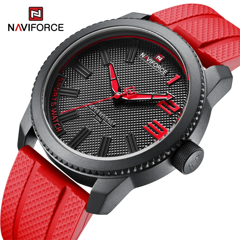 NAVIFORCE Luxury Silicone Strap Mens Watches Waterproof Sport Quartz Military Watch Men Clock Relogio Masculino 2022 New Arrival new arrival led lamp digital alarm clock 3 in 1 fast qi best wireless charger phone charger multifunctional charger