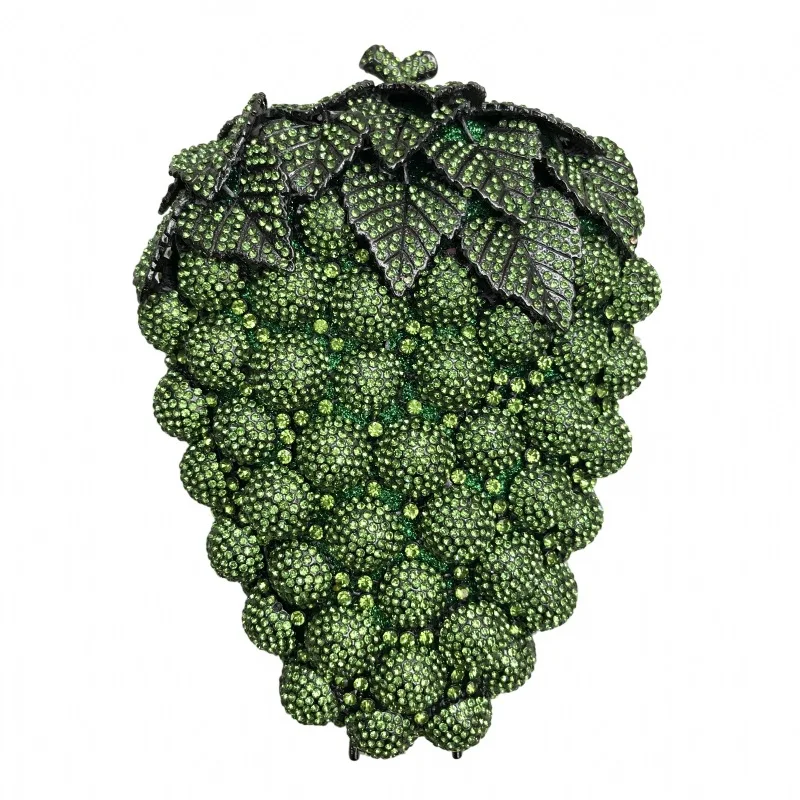 

Luxury Designer Handbags Grapes Clutch Women Crystal Evening Bags Wedding Party Rhinestone Minaudiere Purses Sac A Mains Femme
