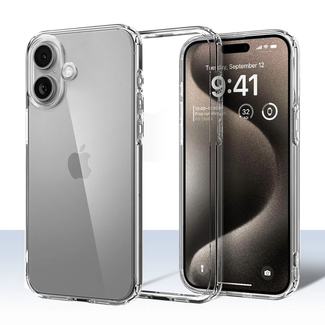 REY Cover In Gel TPU Trasparente Per IPhone 16, Ultra Sottile - Foto 12