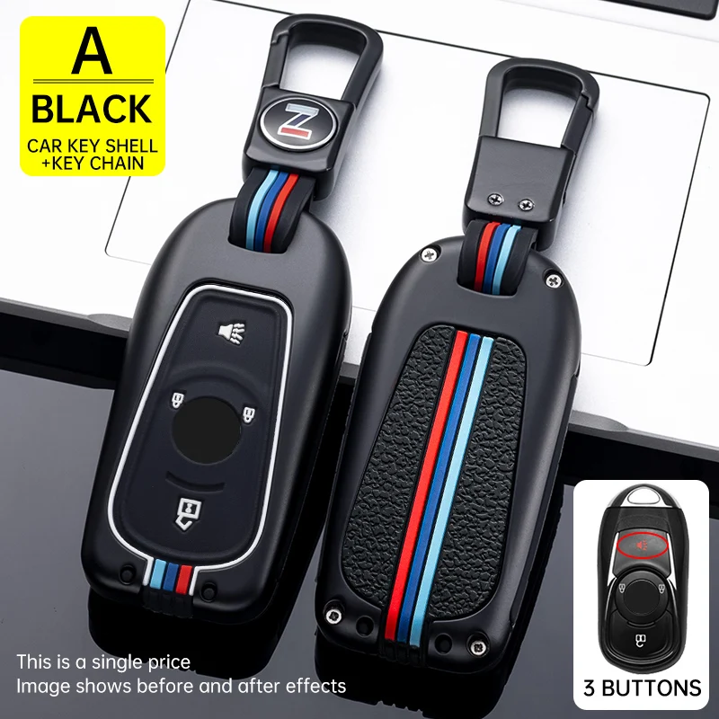 

Zinc Alloy Remote Key Case Shell Cover For Buick VERANO ENCORE GX GL6 ENVISION 2018-2020 3 Bottons Keychain Set