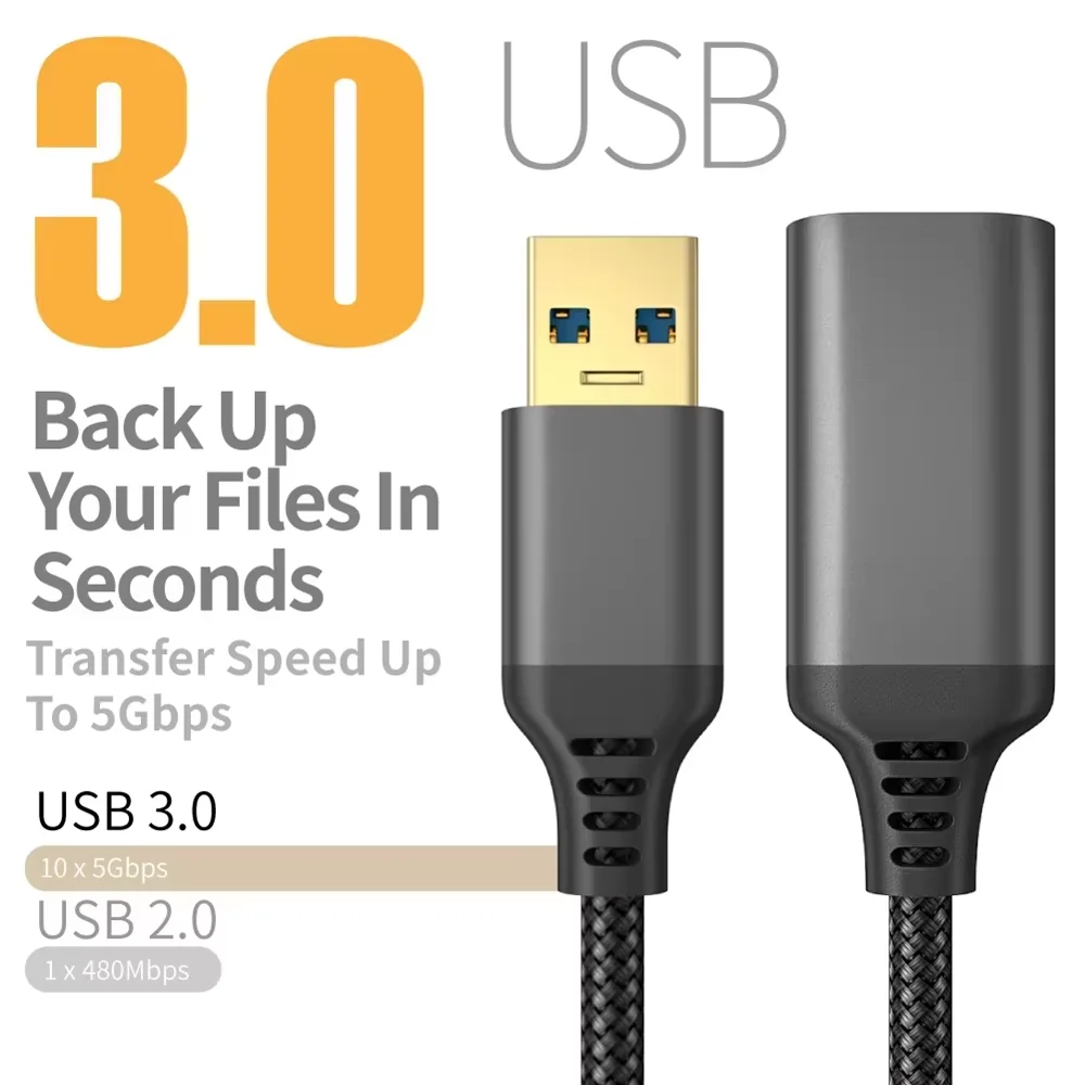 LAIHONEN USB 3.0 연장 케이블 암-수 연장 코드 컴퓨터 카메라 TV 케이블 용 고속 전송 데이터 케이블