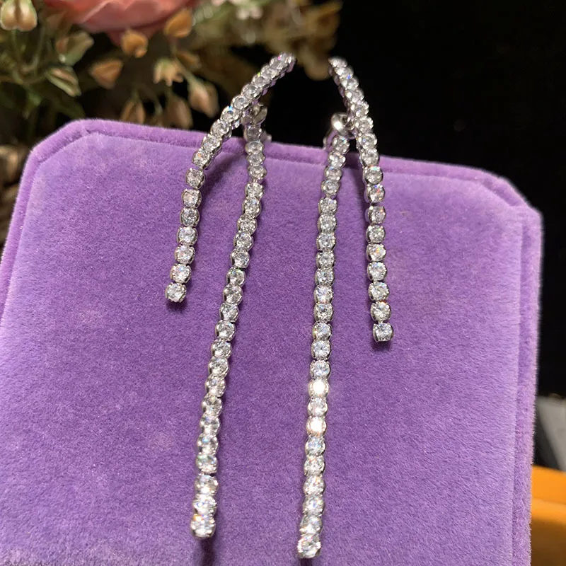 

2023 Women Minimalist Line Earrings S925 Silver Needle Long Tassels