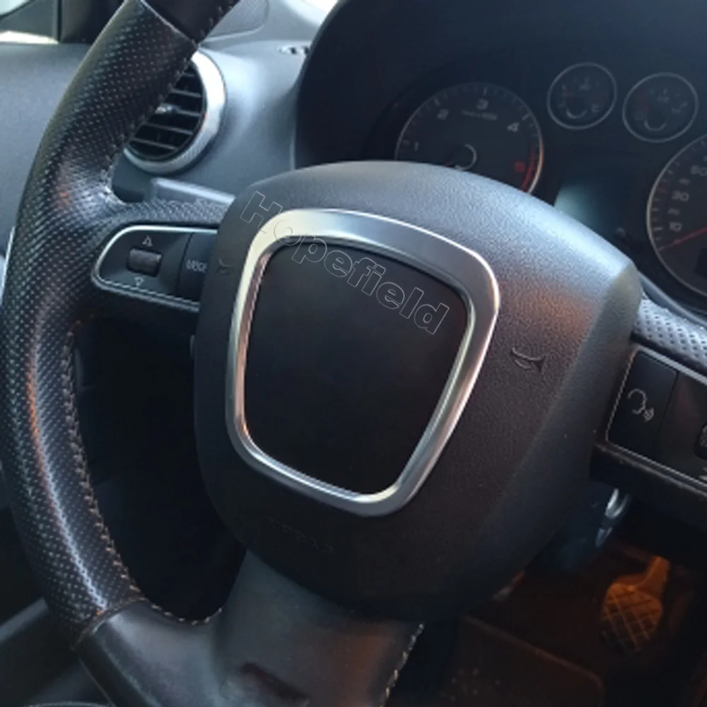 Anello Adesivo Decorativo Per Volante Auto – Cover In Metallo Per Interni, Adatto Per Audi (A3, A4, A5, A6, Q3, Q5) Modelli 2013-2017, Blu (Cerchio Grande)
