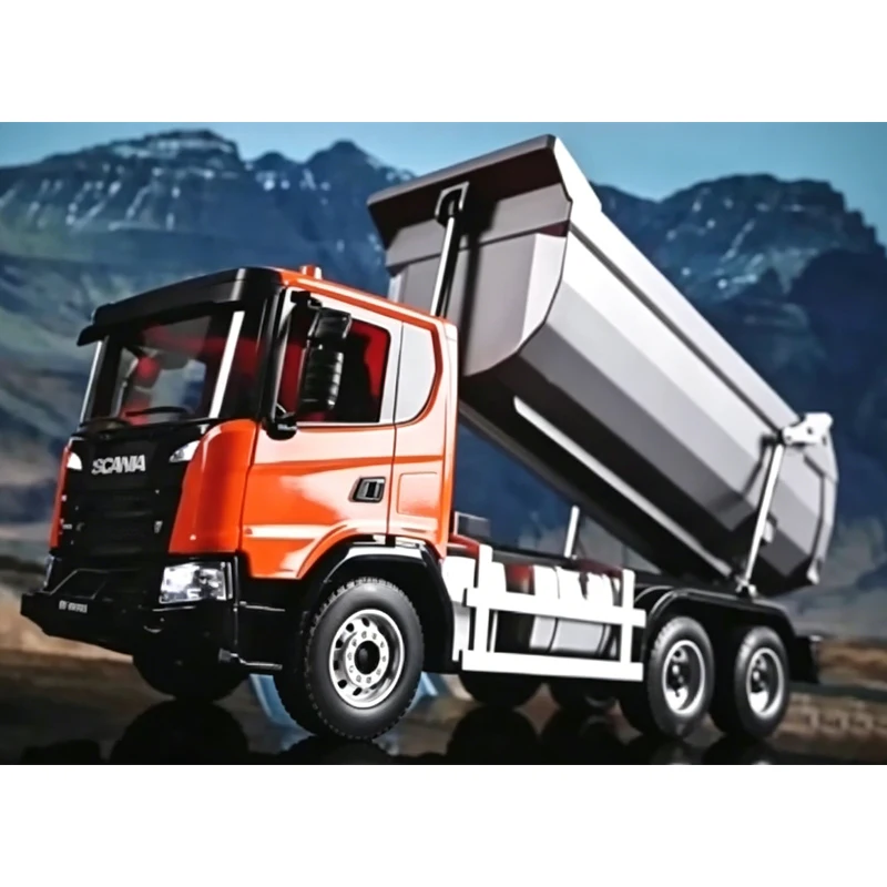 더블 E E593 RC 덤프트럭 1/20 G540 전동 RC 트럭 시뮬레이션 모델 조명 사운드 시스템 장착 장난감 자동차 SCA 공식 라이선스