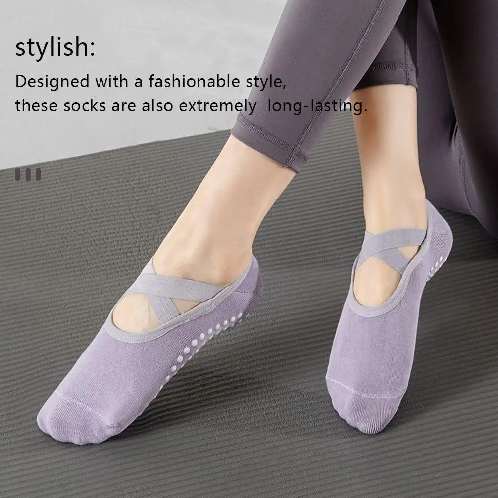 1pair Women Non-slip Yoga Socks Professional Fitness Section Strap Sports Ballet Socks Backless Breathable Dance Socks 8 Se3d362b6ecad4c079b631c4084b707e2j