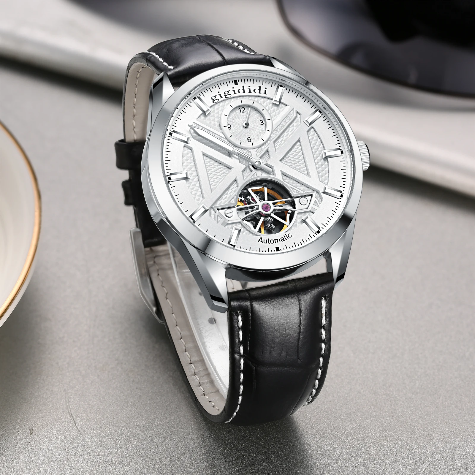 Mechanical Watch Men Business Leather Strap Waterproof Luminous Seagull ST25 Flywheel