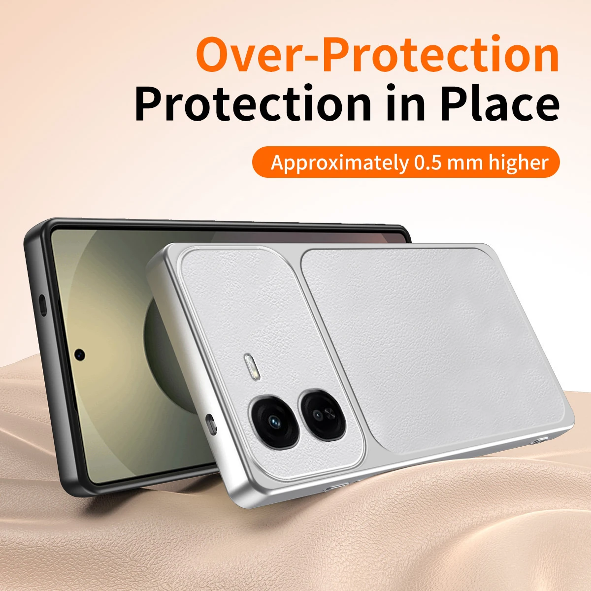 Luxury Leather Phone Case with Lamb Skin Texture and Lens Protection