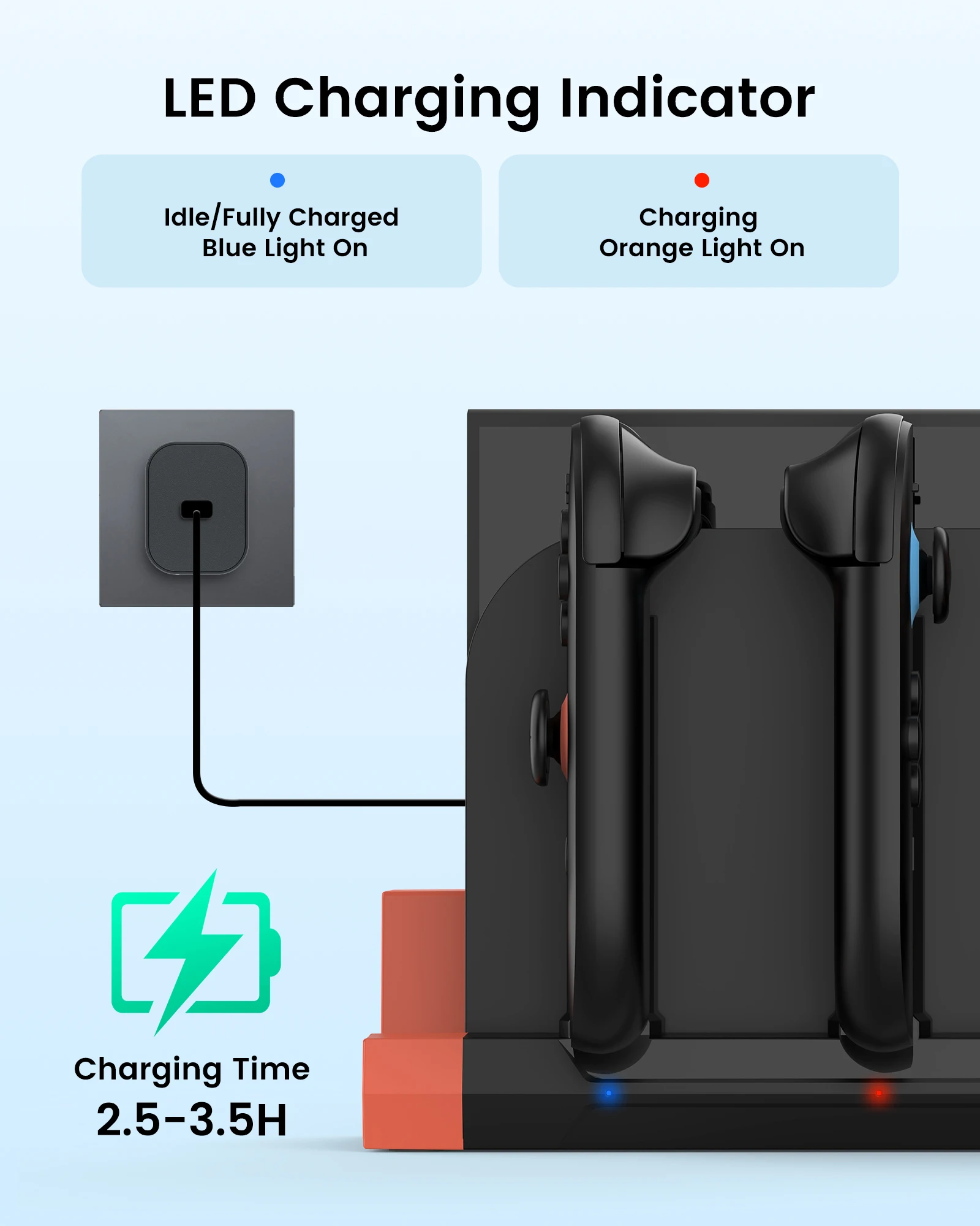 스위치 2 게임패드용 다기능 충전 도크 S73-013, LED 표시등이 있는 게임 컨트롤러 충전 스탠드 홀더