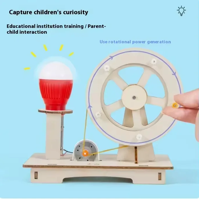 DIY Wooden Hand Generator STEM Science Kit for Kids Educational Physics Toy