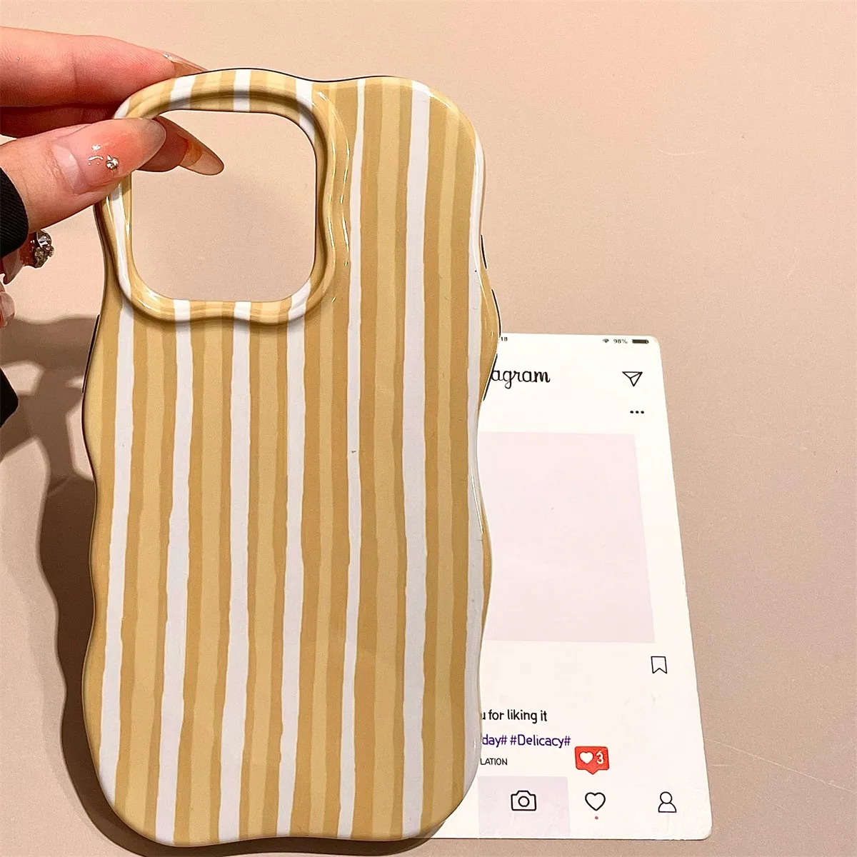 Elegant Glossy Double Color Stripes Ultra-Thin Shockproof Phone Case