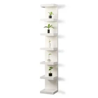 Vertical Wall Mount Shelf Unit Floating 7 Tier Storage Organizer Home Office Decor Engineered Wood Trapezium Shape Modern Design 1