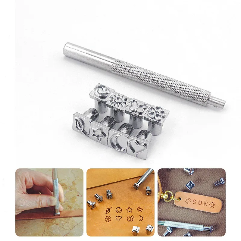 9Pcs Leather Pattern Stamping Tool Set for DIY Handmade Craft Hand Tools Engraving Tools