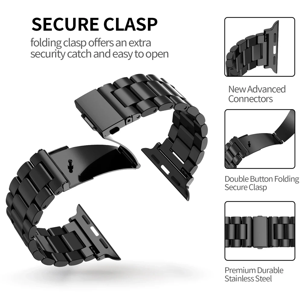 Elegant Stainless Steel Smartwatch Band - Premium Metal Bracelet Strap