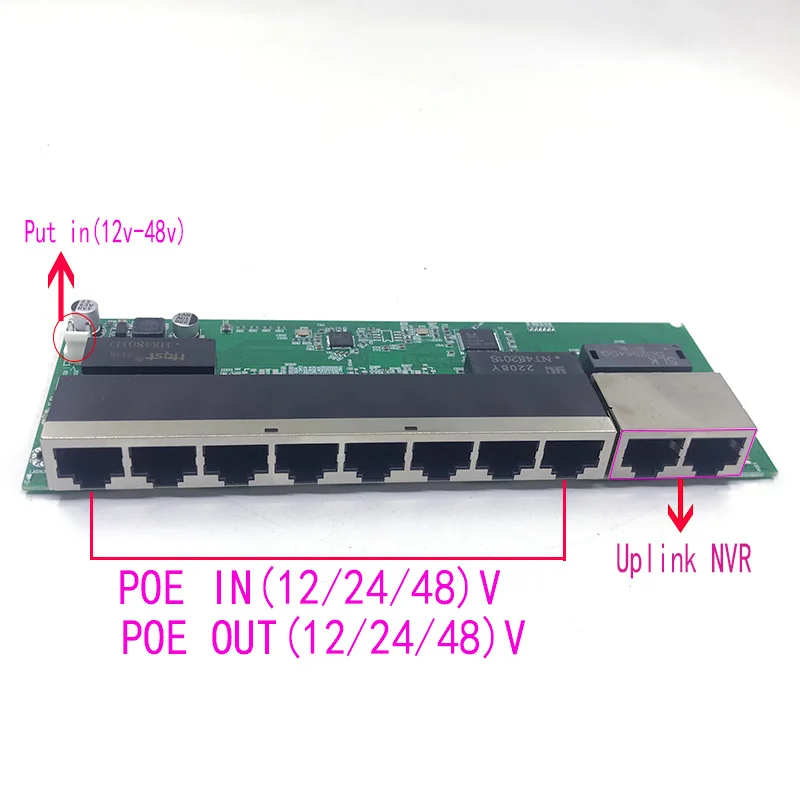 POE12V/24V/48V Poe 출력 12V/24V/48V Poe 스위치 100 Mbps poe 포트, 100 Mbps 업 링크 지원, Poe Aangedreven Schakelaar Nvr
