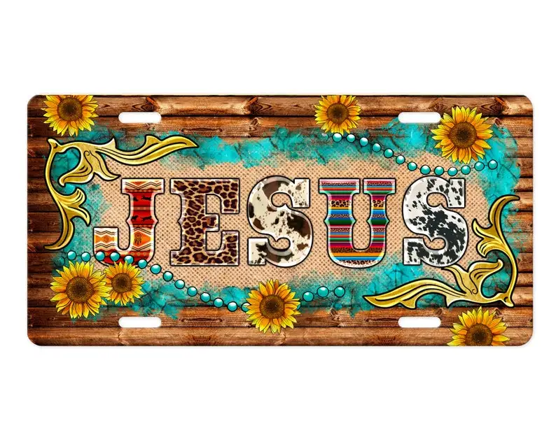 

Western Jesus Aluminum Front License Plate