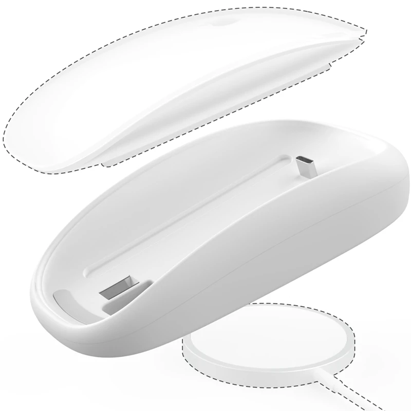 매직 마우스 2용 마우스 충전기 USB C 무선 충전 지원 인체공학적 그립 및 매직 마우스 2용 마우스 베이스 화이트-ELEC