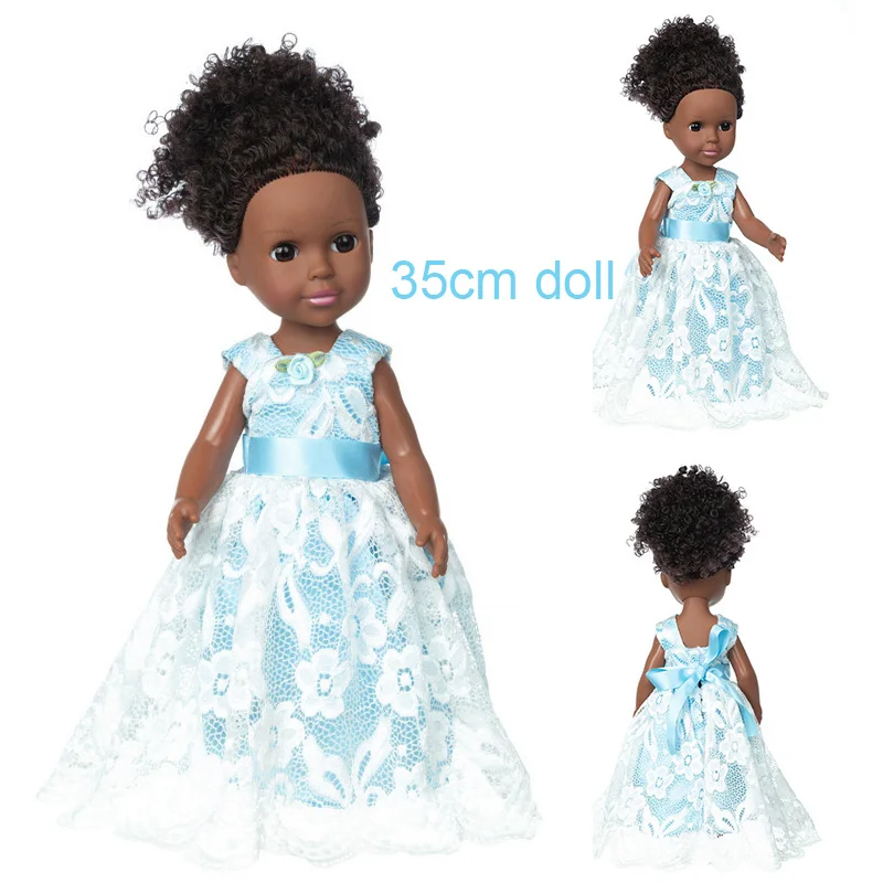 

35CM Africa Reborn Black Doll Full Silicone Dolls Newborn Baby Doll Bath Play Toy Christmas Gift Toy for Girl