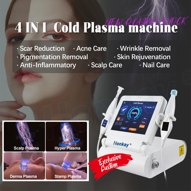 4 In 1 Cold Plasma Pen plasma skin machine 2 handles with screen For Acne Wrinkle Removal Skin Regeneration Face Lifting
