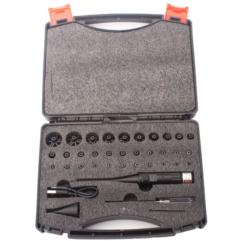 32pcs Rechargeable Laser Bore Sight Kit.177 .22 Caliber to.78 12GA Caliber Laser Pointer Collimator Universal Bore Sighter