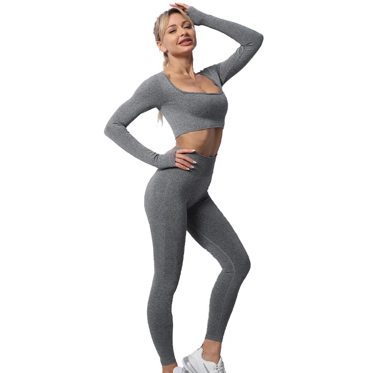 Sexy Yoga Suit Set, Low Breast Yoga Top, Running Sports Fitness Pants, 2 Piece Set