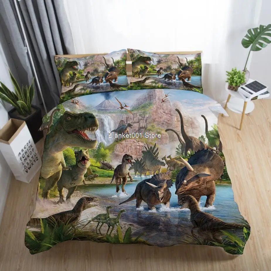 

Cartoon Vivid Dinosaur 3D Printed Bedding Set Kids Boys Teens Duvet Covers Pillowcases Comforter Bedclothes Bed Linen(NO sheet)