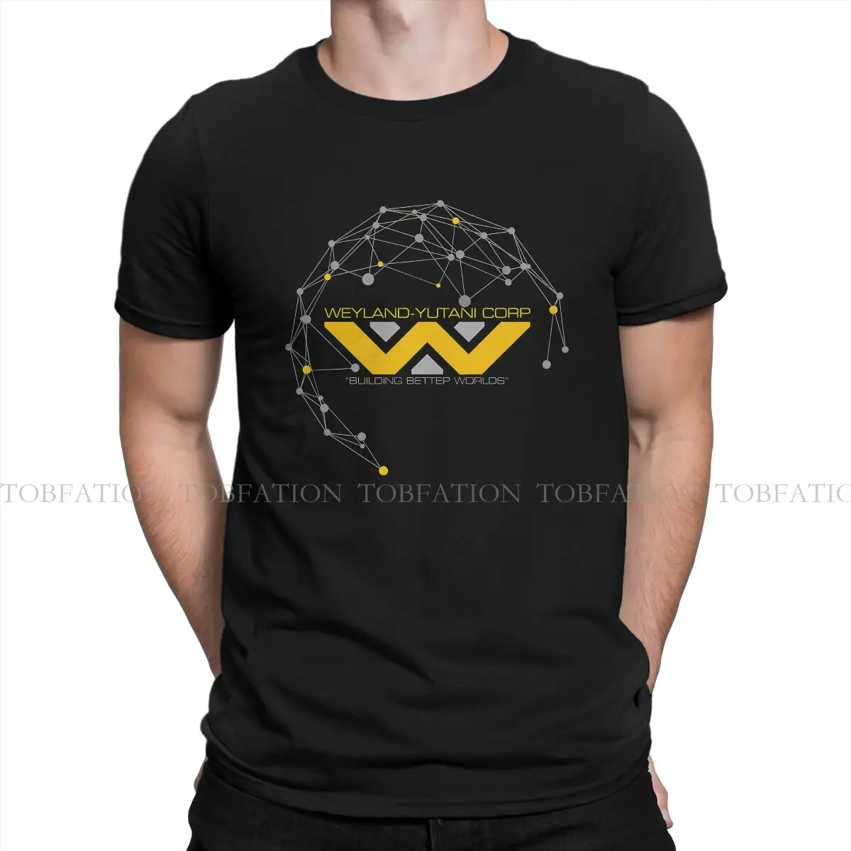 

Weyland Yutani TShirt For Men Alien UFO Clothing Style T Shirt 100% Cotton Homme Print Loose