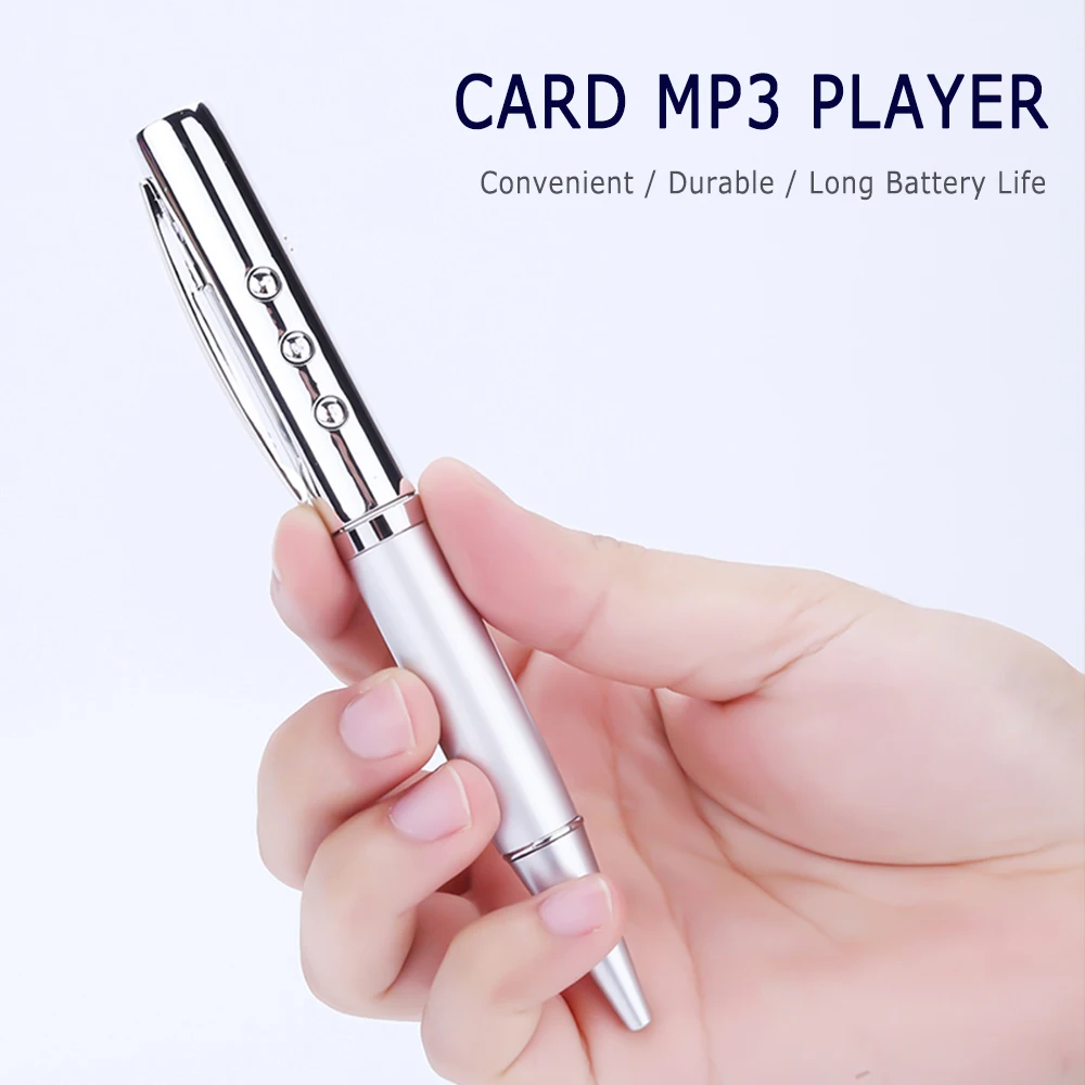 학생 워크맨 무손실 사운드 USB 쓰기 가능 펜 플레이어, 작은 단추 제어, 3.5mm 지원, Stf 카드, Mp3 음악 펜, 휴대용