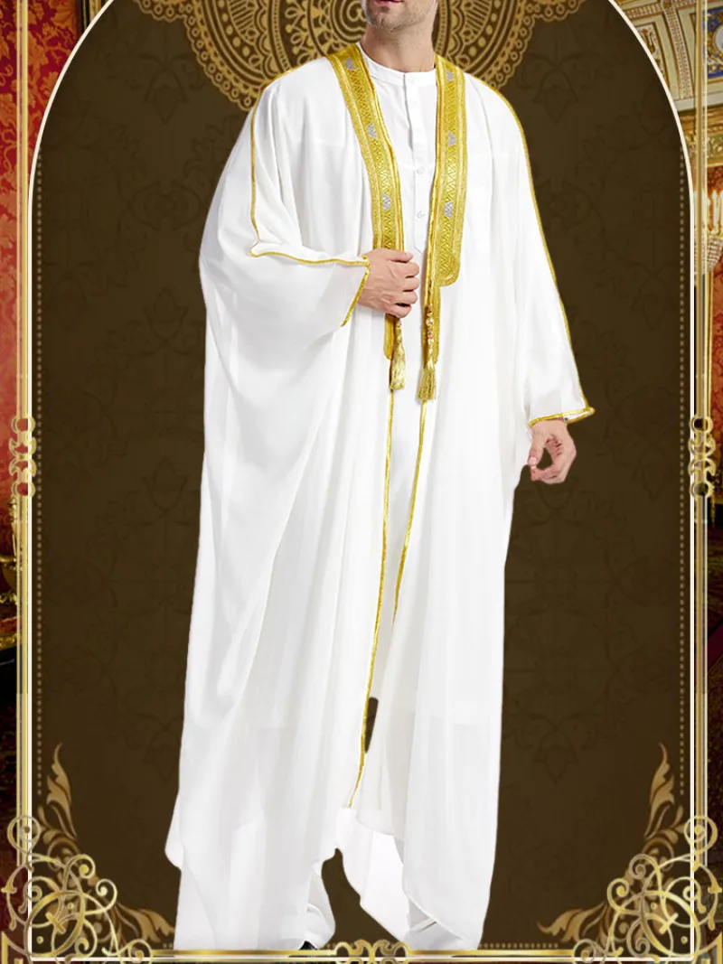 Mens Ancient Egypt Fancy Dress King Cosplay Pharaoh Halloween Outfit Round Neck Fantasia Cosplay Dress Saudi Arabia Robe