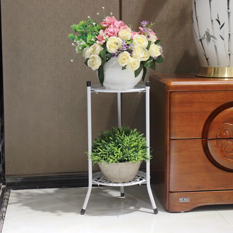 

Living Room Flower Stand Patio Balcony Iron Double Succulent Green Minimalist Indoor Floor