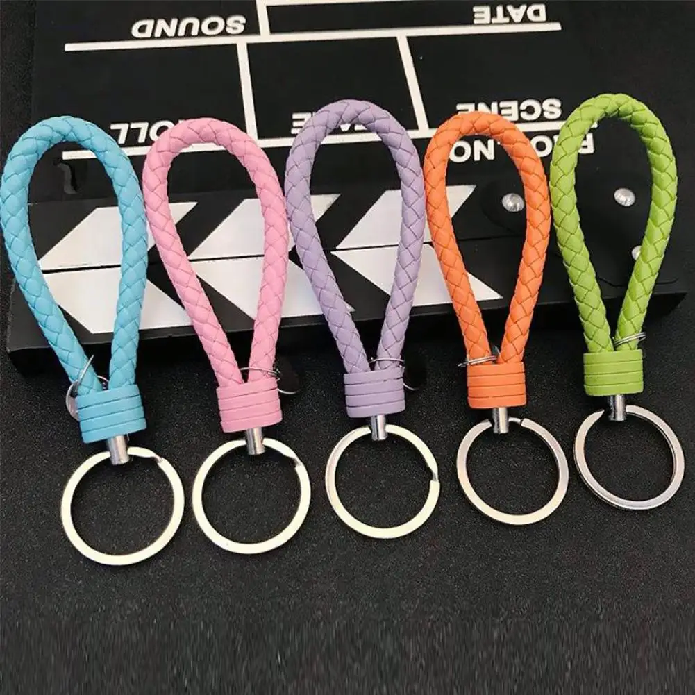 

Car Key Ring Hand-woven Leather Rope Keychain Colorful Diy Pendant Key Chain Gift For Men Women Couples