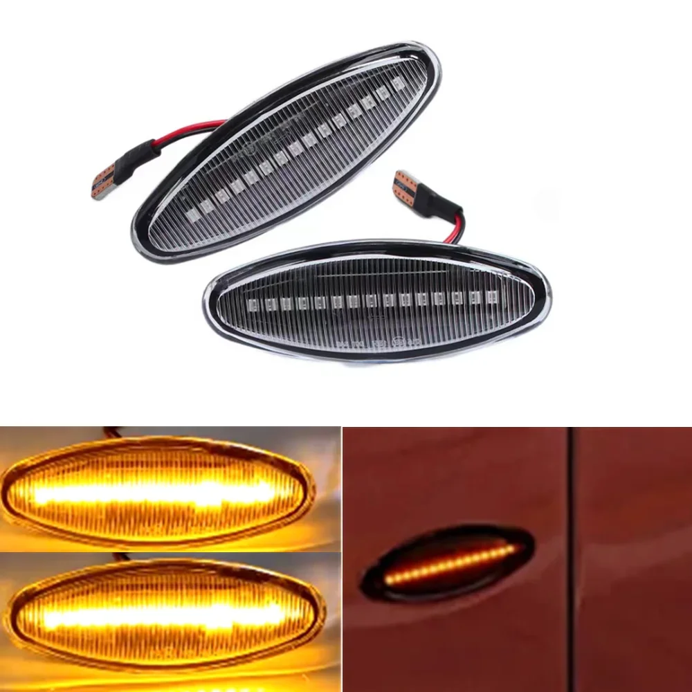 2Pcs Dynamic Led Fender Light Side Marker Per Jaguar S-Type 1999-2007 Per Xk8/Xkr 1996-2005 Per Xj 2003-200