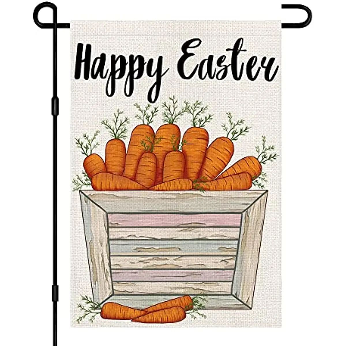 

Happy Easter Carrot Garden Flag 12x18 Inch Burlap Double Sided Outside, Easter Sign Yard Outdoor Decoration Flags Banner