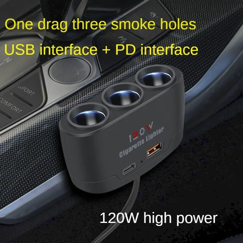 Double Prise Allume-cigare 12V/24V 120W Avec Voltmètre - Ports QC3.0, PD, 2.4A, Rotation 360°, Pour Téléphone, Tablette, GPS