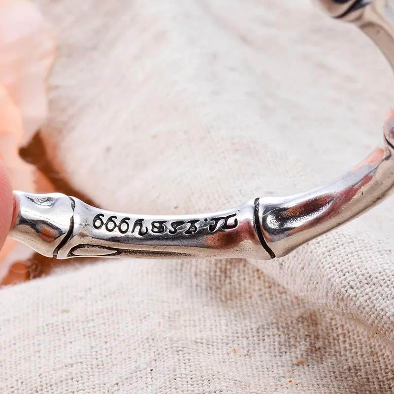 New Arrival Vintage Bamboo Joints & Spider Design Thai Silver Female Bangle For Women Hand Jewellery Accessories No Fade 5