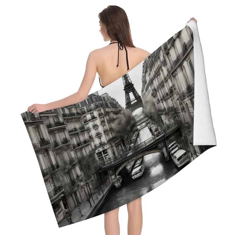 Home bath towels for the body towels bathroom quick drying microfiber beach Oil painting style man large sports towel aaaa - Image 3